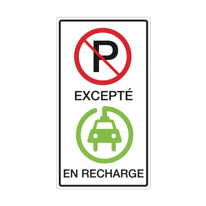 Affiche de stationnement pour véhicule électrique en recharge seulement
